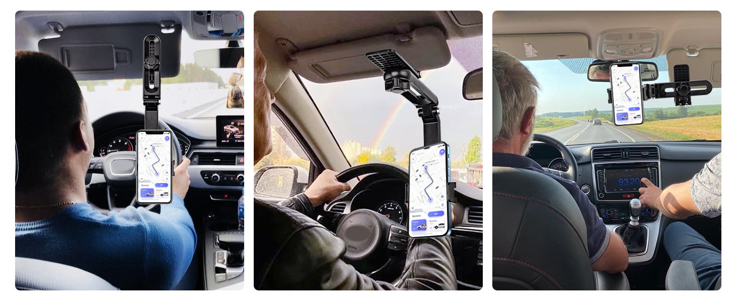 rearview mirror phone holder for car