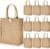 10 Pcs Burlap Tote Bags with Handles and Button